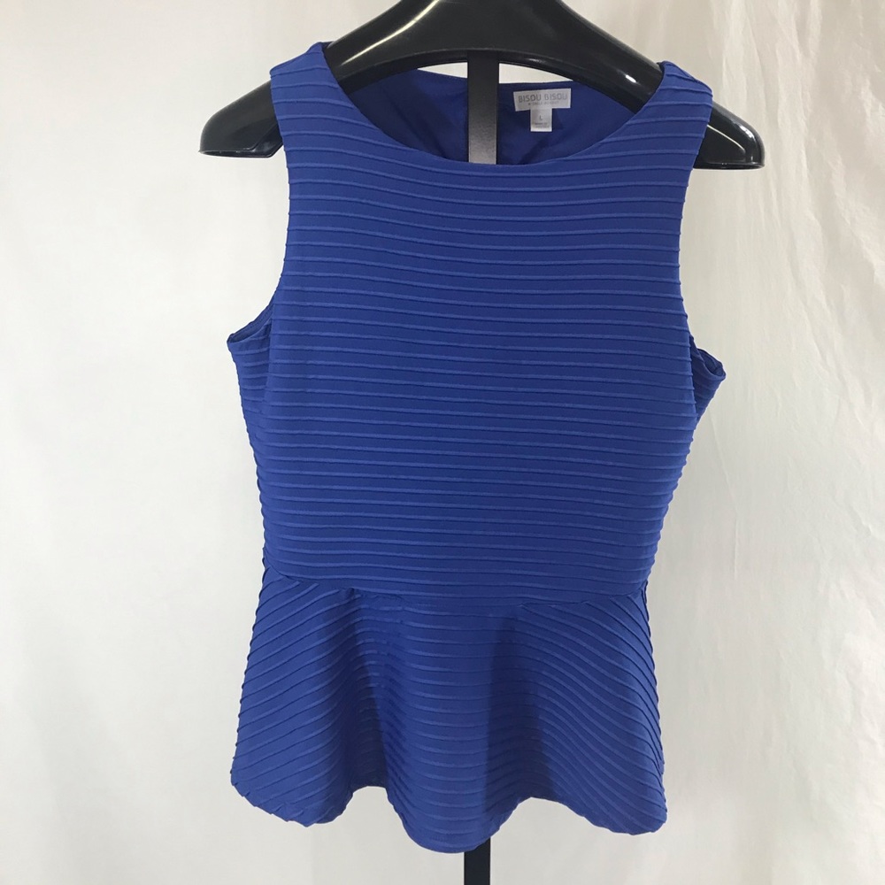 Bisou Bisou Blue Sleeveless Blouse Women’s Large